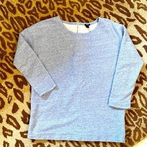 J. Crew French Terry 3/4 Sleeve Sweatshirt Womens Zip Back Blue Heathered SZ XS